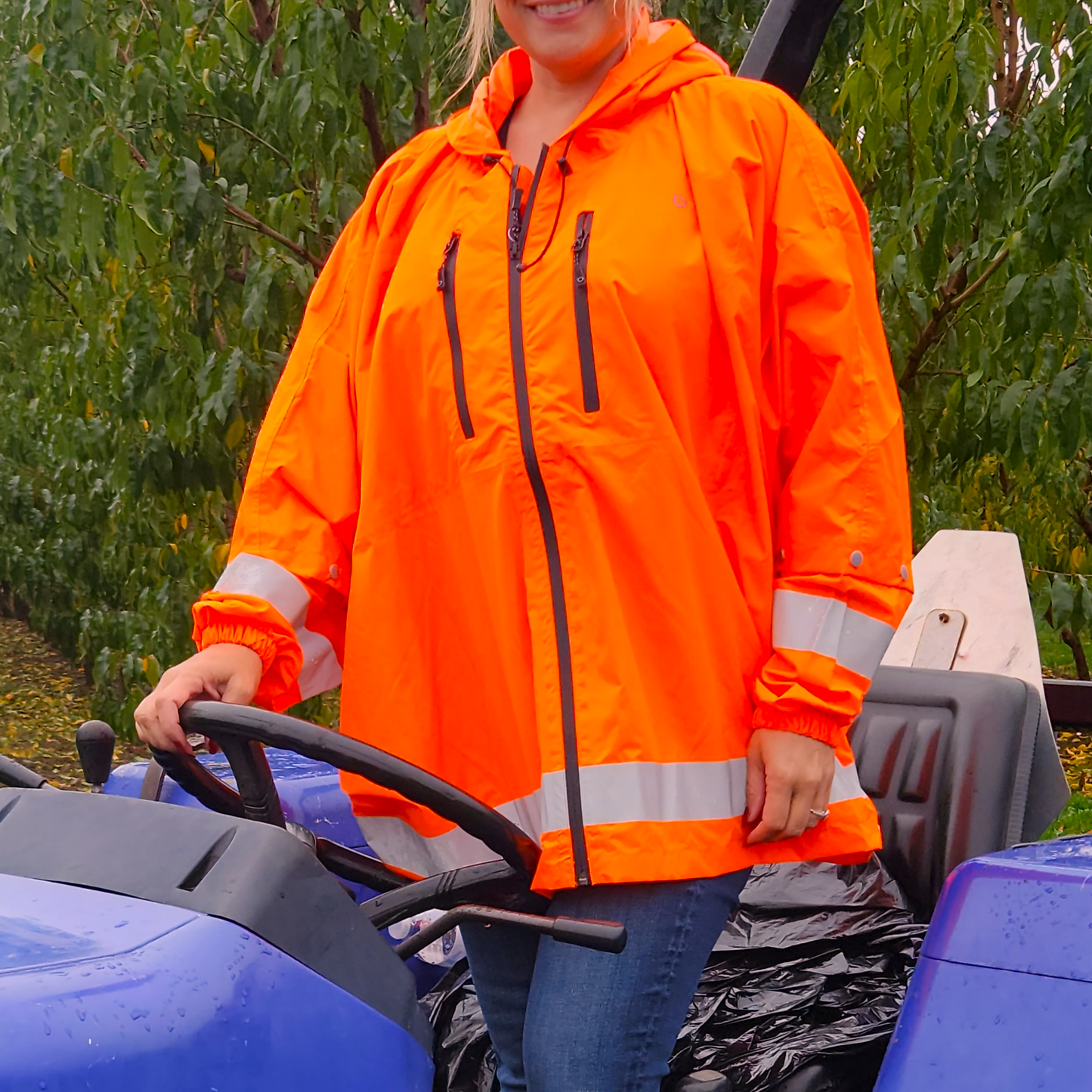 Brella Orange Unisex Hybrid Rain Jacket w/ Reflective Strips